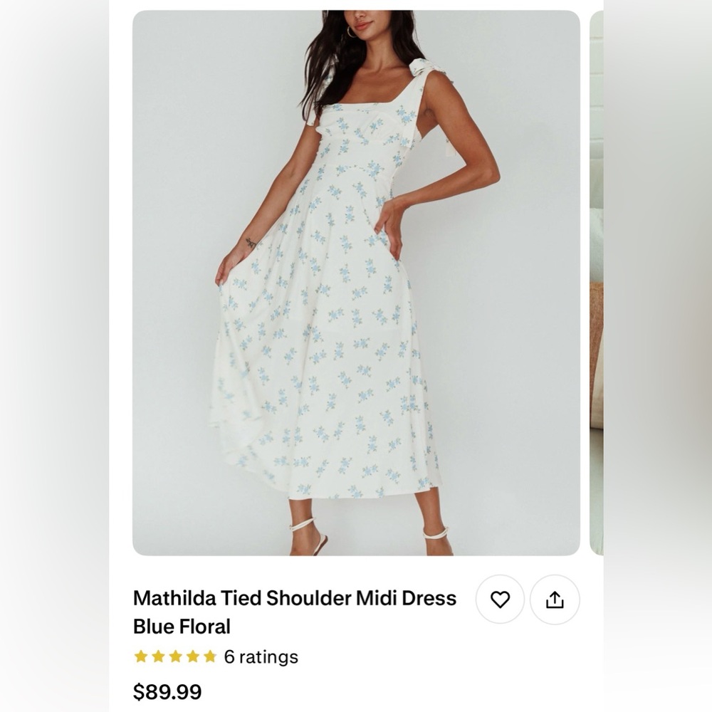 Selfie Leslie Cream and Blue Floral Midi Dress